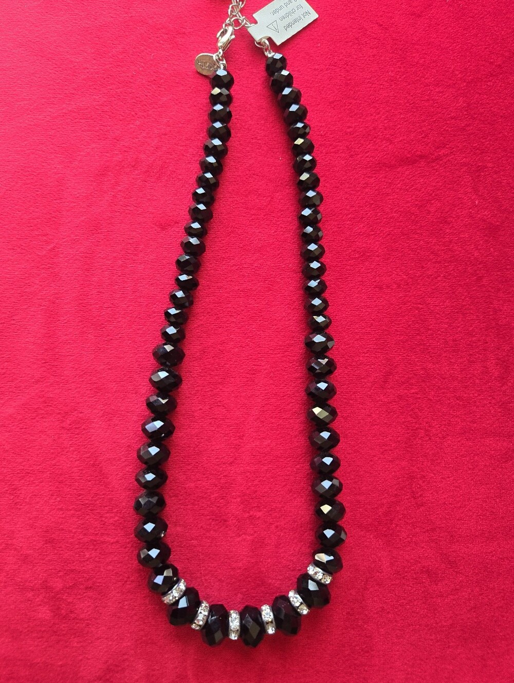 Black Faceted Crystal Necklace with Pavé Accents